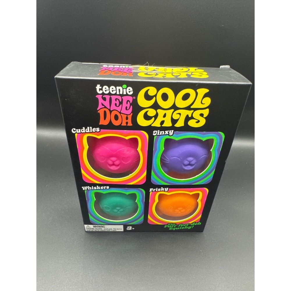 Schylling Teenie NeeDoh Cool Cats 4 Pack Squishy Fidget Toy Set Multi Color via